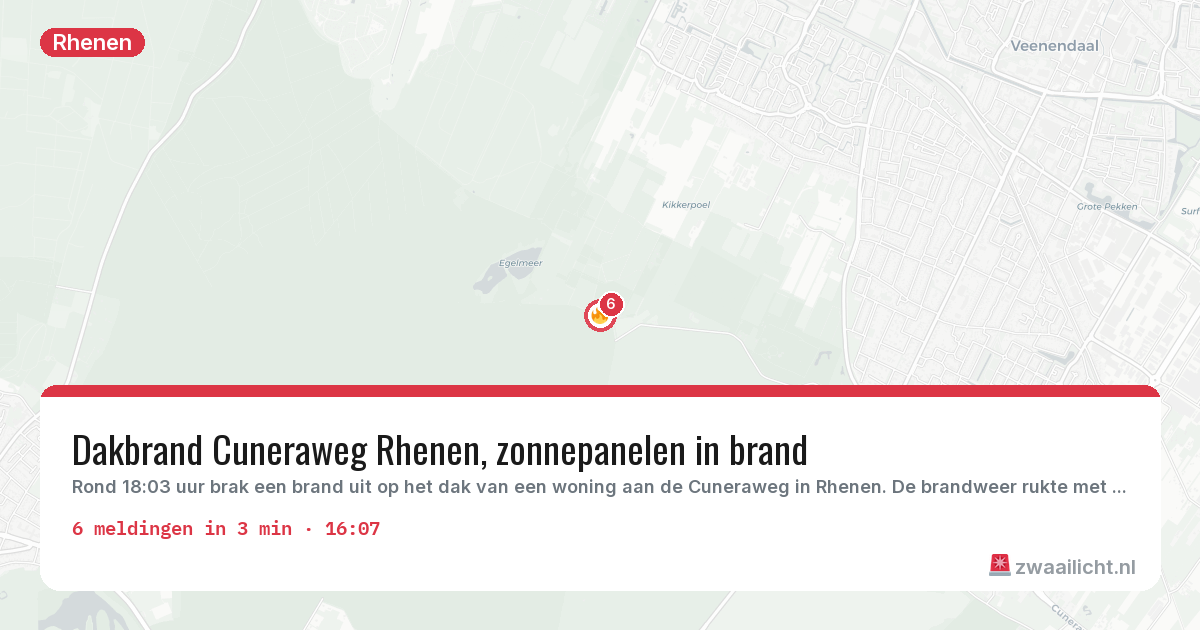 Kaart van de activiteitspiek bij Rhenen