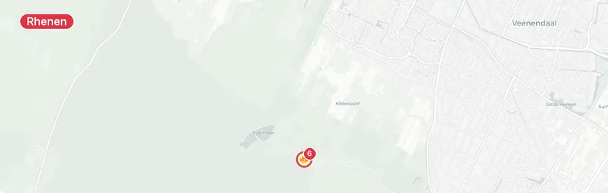 Kaart van Dakbrand Cuneraweg Rhenen, zonnepanelen in brand