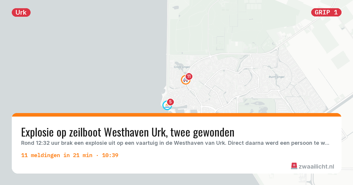 Kaart van de activiteitspiek bij Urk