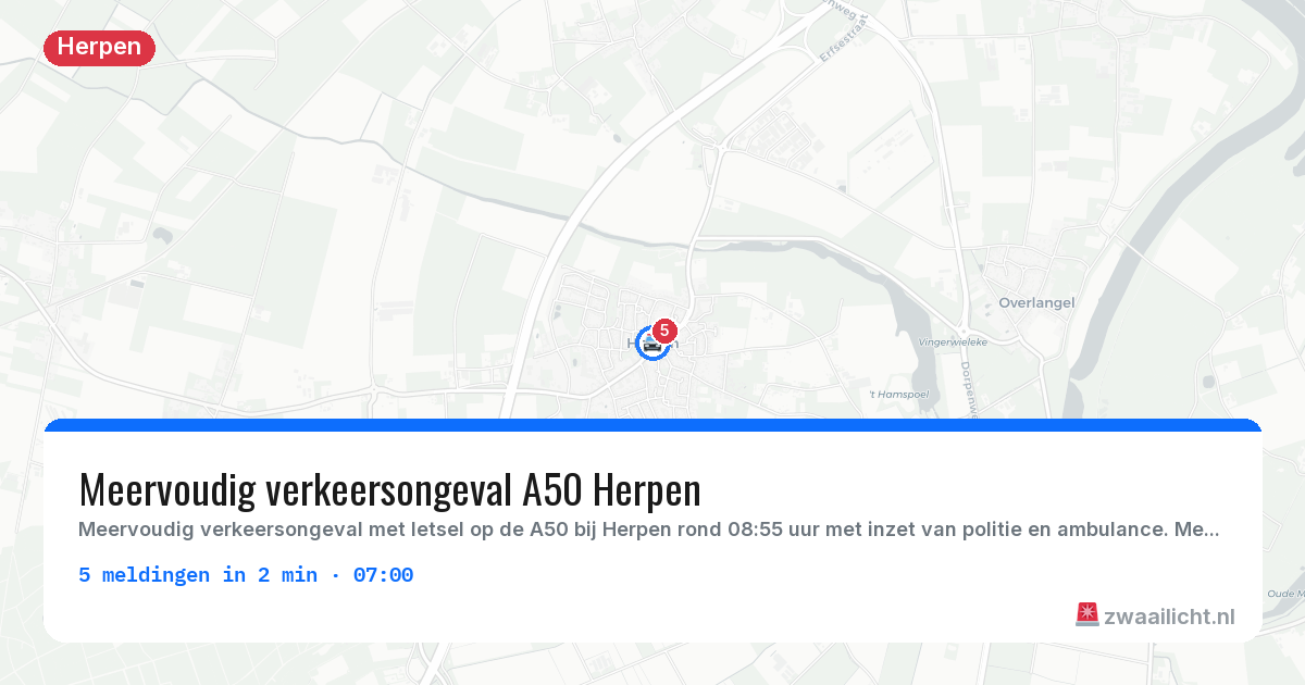Kaart van de activiteitspiek bij Herpen
