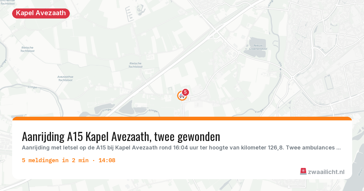 Kaart van de activiteitspiek bij Kapel Avezaath