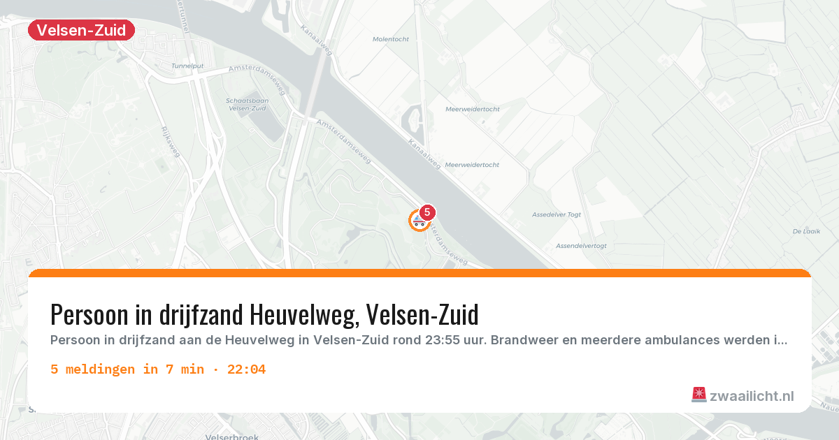 Kaart van de activiteitspiek bij Velsen-Zuid