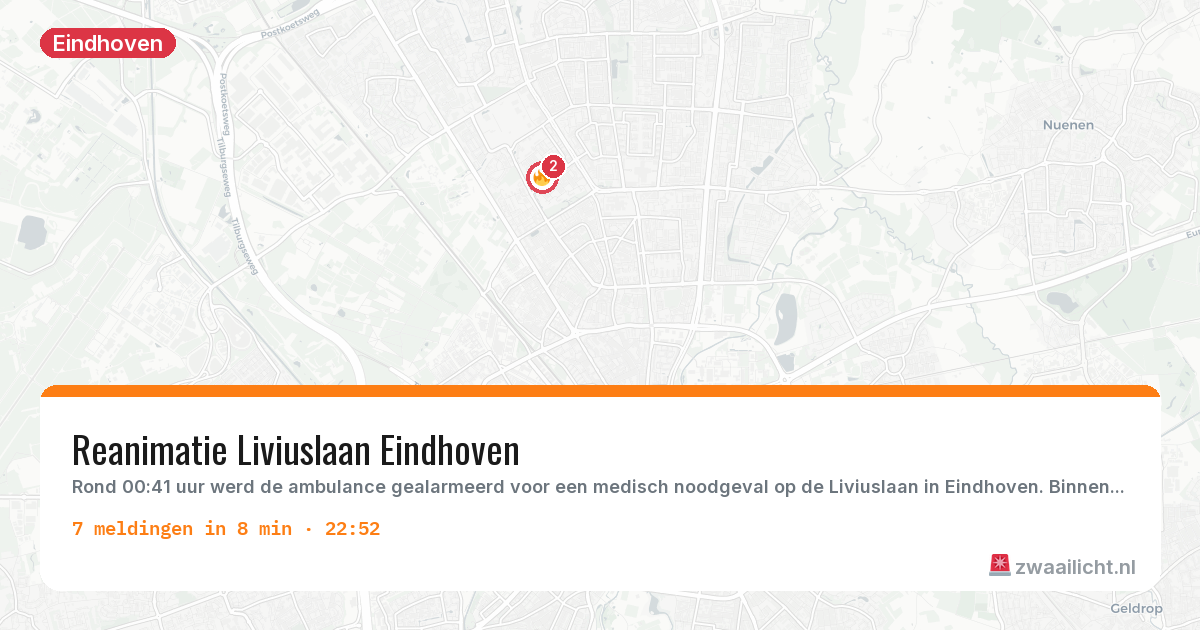 Kaart van de activiteitspiek bij Eindhoven