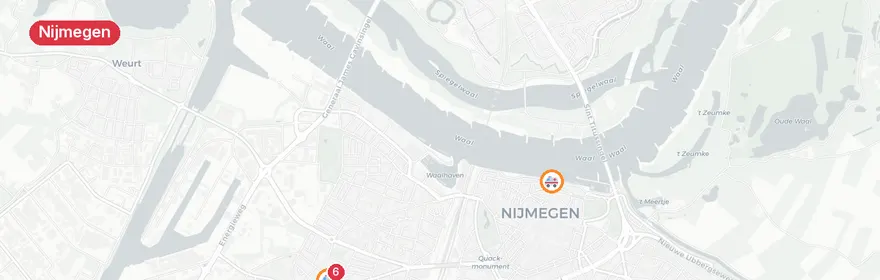 Kaart van Reanimatie op Waalkade Nijmegen, traumahelikopter ingezet