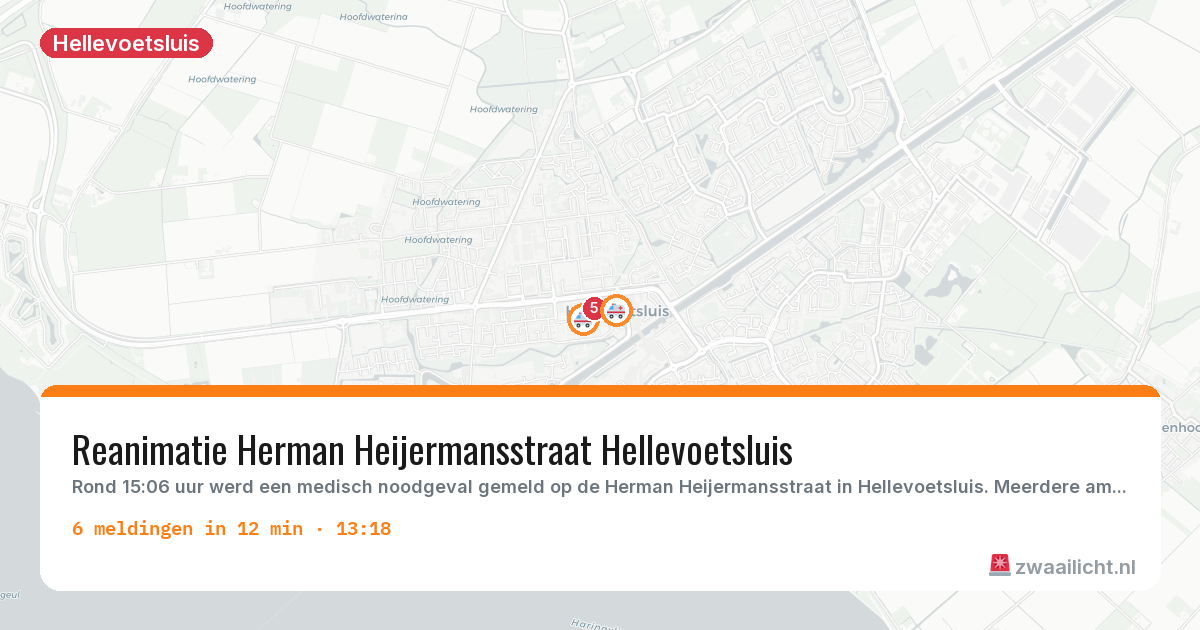 Kaart van de activiteitspiek bij Hellevoetsluis