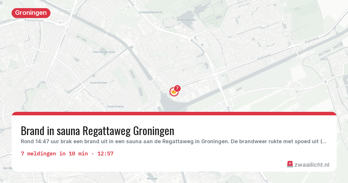 Kaart van de activiteitspiek bij Groningen