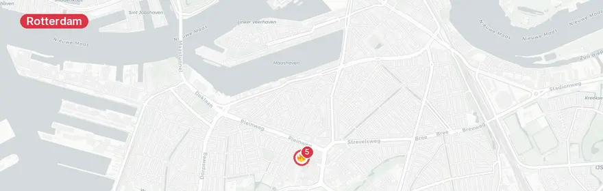 Kaart van Reanimatie Zuidplein Rotterdam, traumahelikopter gealarmeerd