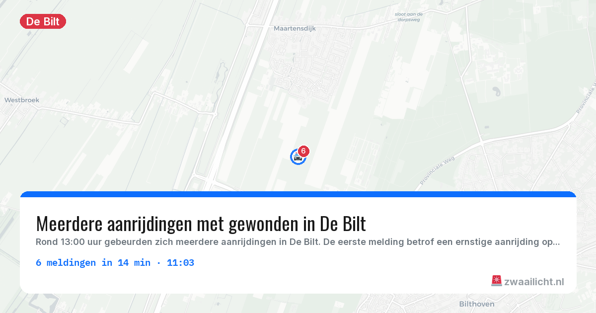 Kaart van de activiteitspiek bij De Bilt