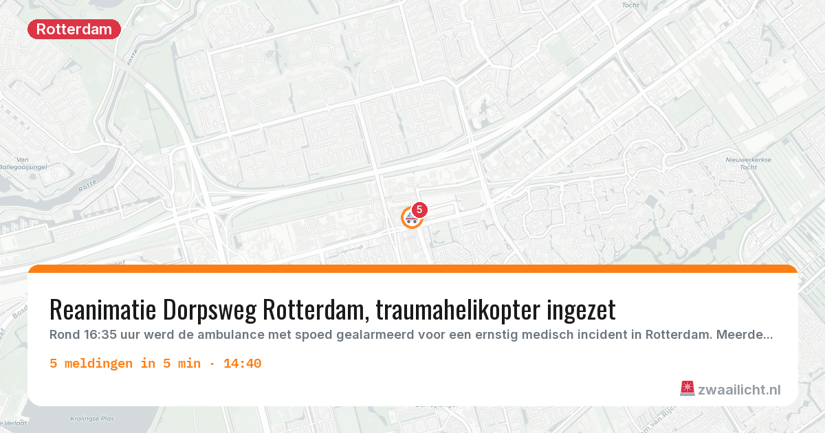 Kaart van de activiteitspiek bij Rotterdam