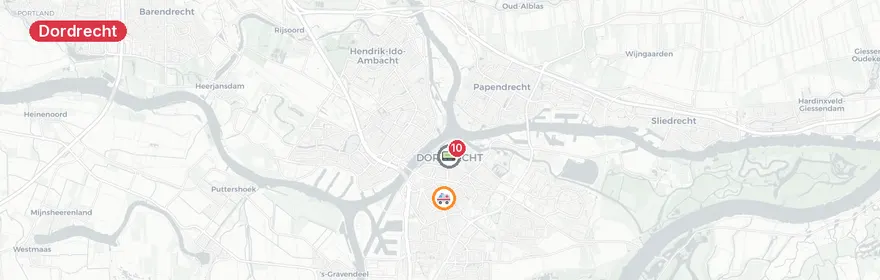 Kaart van Groot verkeersongeval A16 Dordrecht