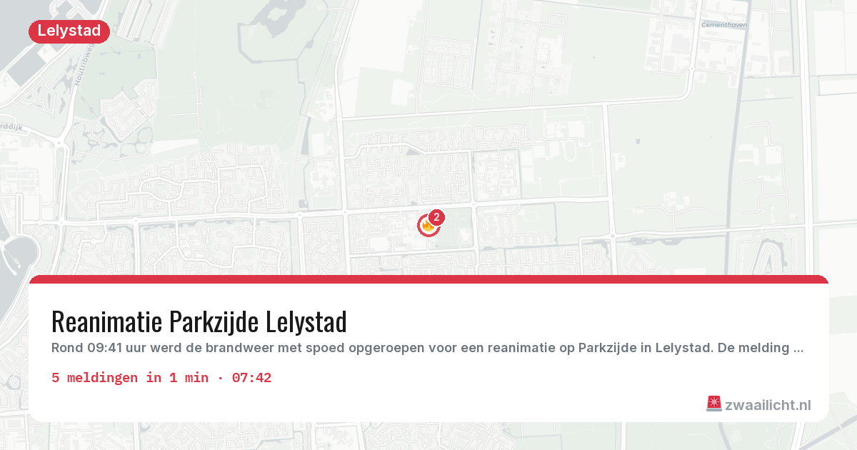 Kaart van de activiteitspiek bij Lelystad