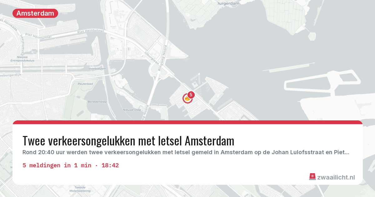 Kaart van de activiteitspiek bij Amsterdam