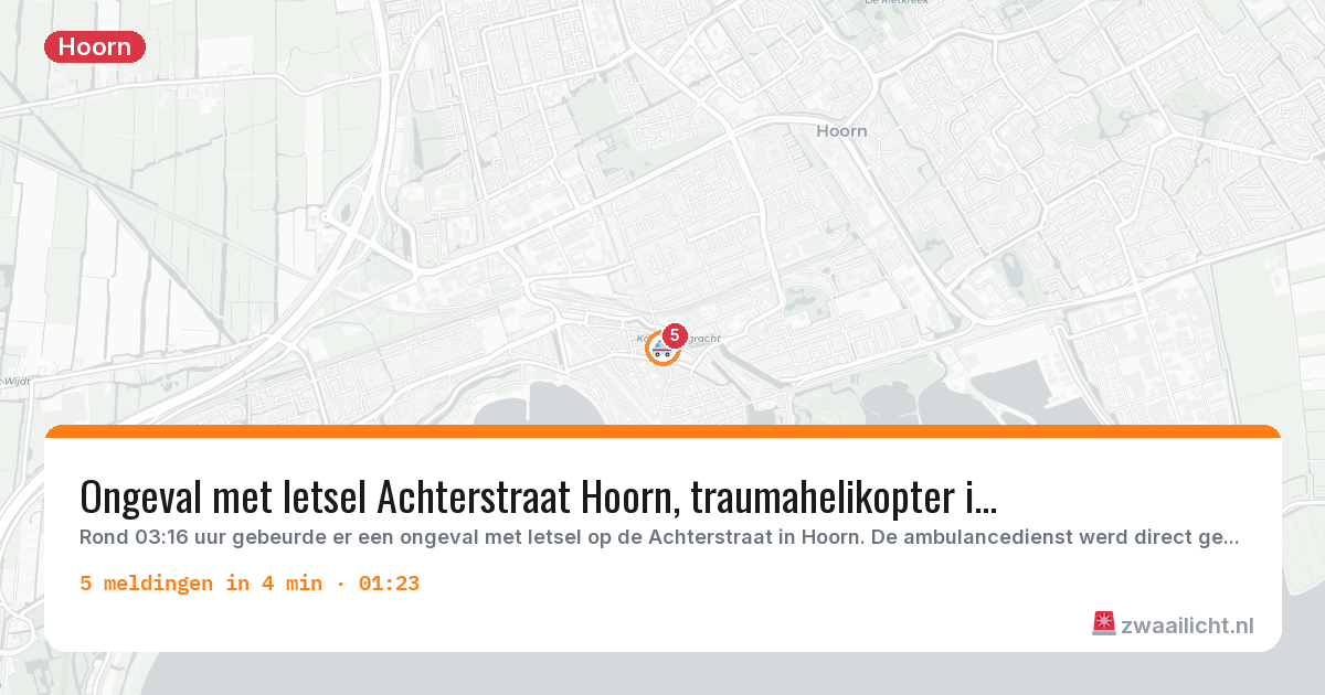 Kaart van de activiteitspiek bij Hoorn