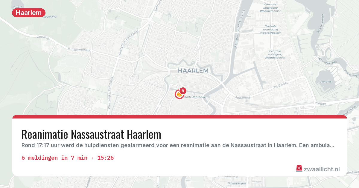 Kaart van de activiteitspiek bij Haarlem