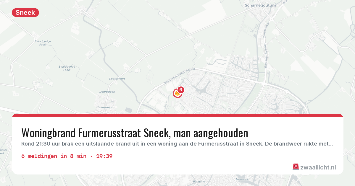 Kaart van de activiteitspiek bij Sneek