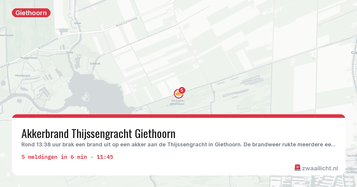 Kaart van de activiteitspiek bij Giethoorn