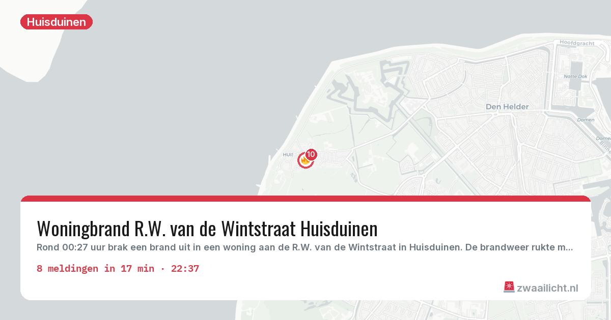 Kaart van de activiteitspiek bij Huisduinen