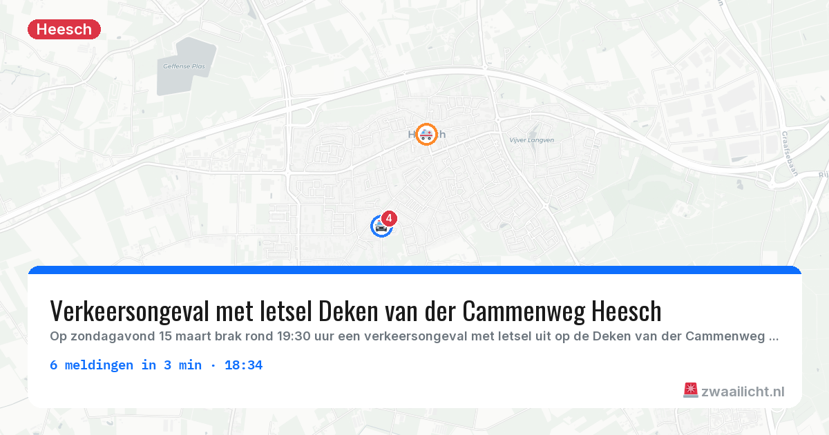 Kaart van de activiteitspiek bij Heesch