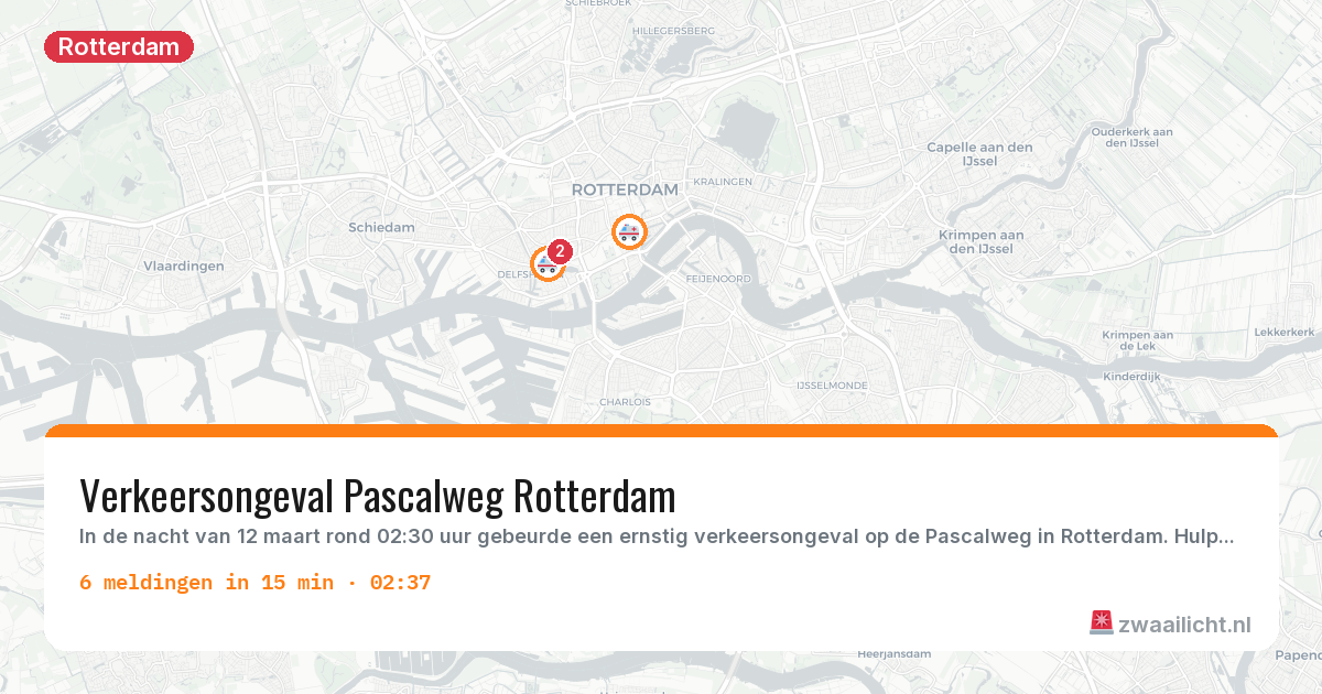 Kaart van de activiteitspiek bij Rotterdam