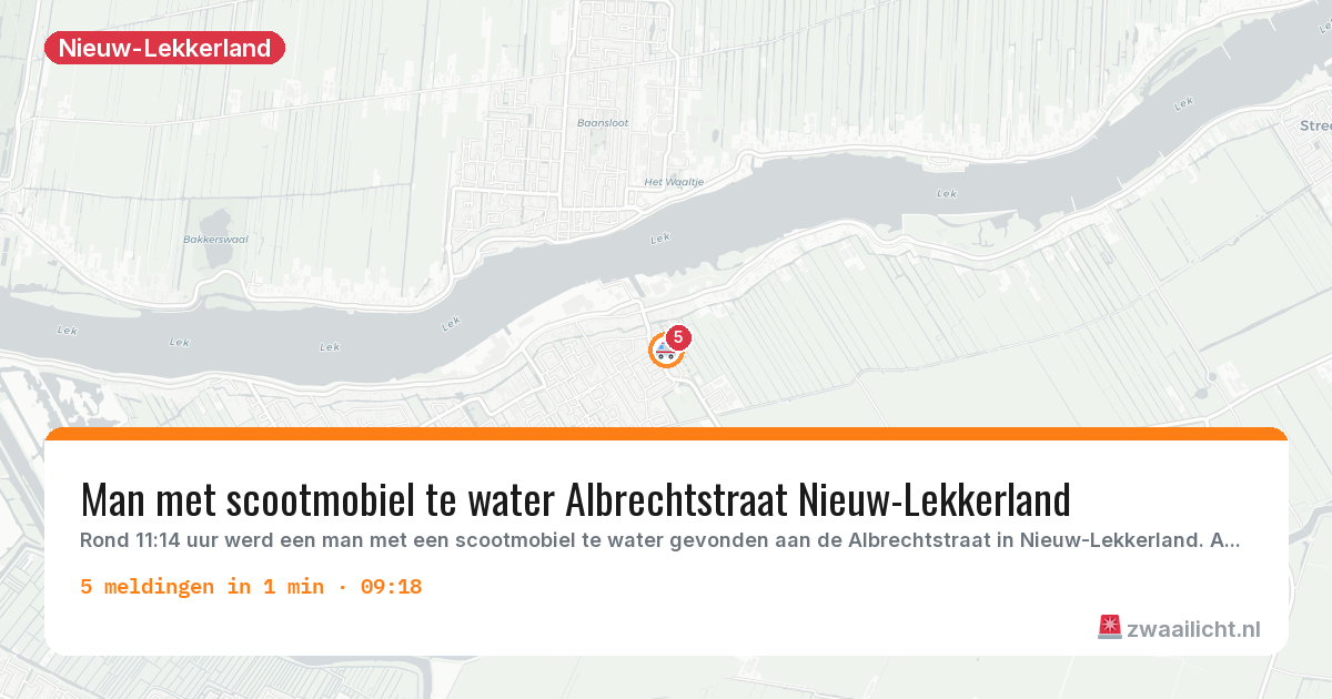 Kaart van de activiteitspiek bij Nieuw-Lekkerland