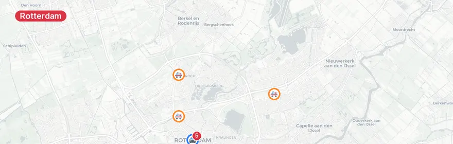Kaart van Verkeersongeval A15 Botlek Rotterdam, meerdere incidenten