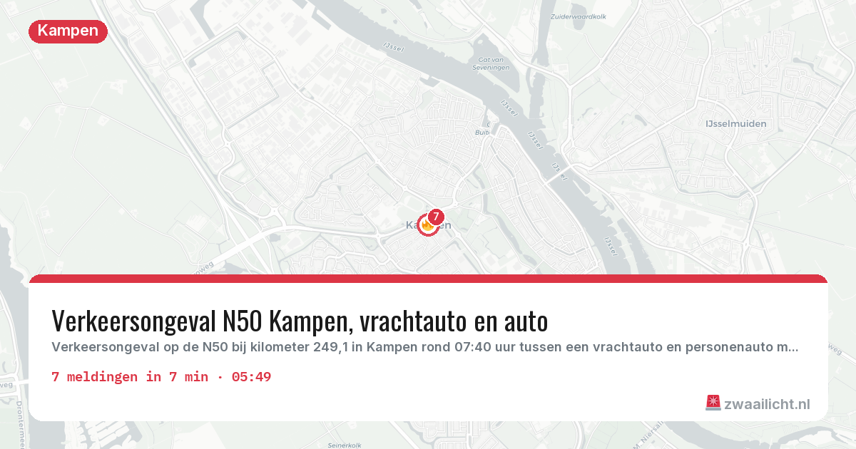 Kaart van de activiteitspiek bij Kampen