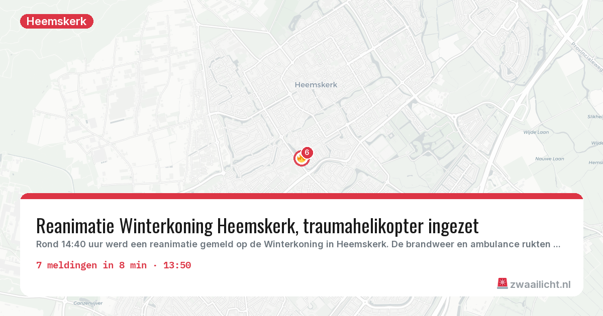 Kaart van de activiteitspiek bij Heemskerk