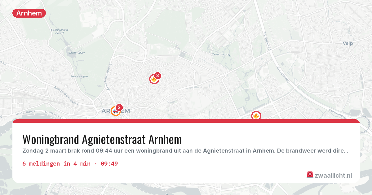 Kaart van de activiteitspiek bij Arnhem