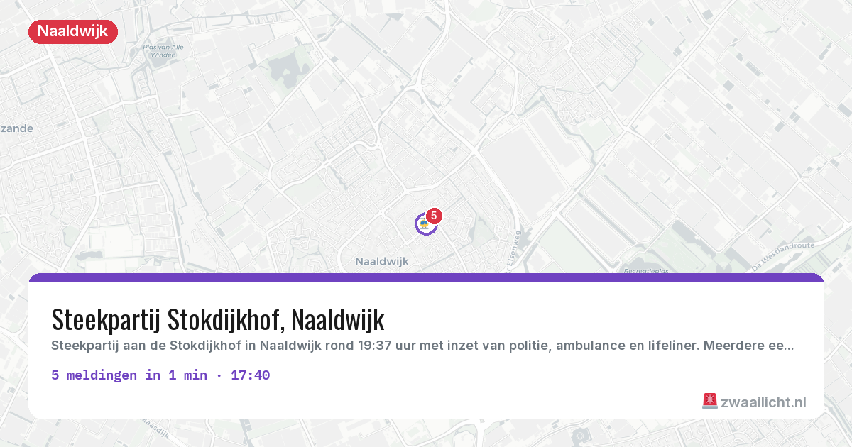 Kaart van de activiteitspiek bij Naaldwijk