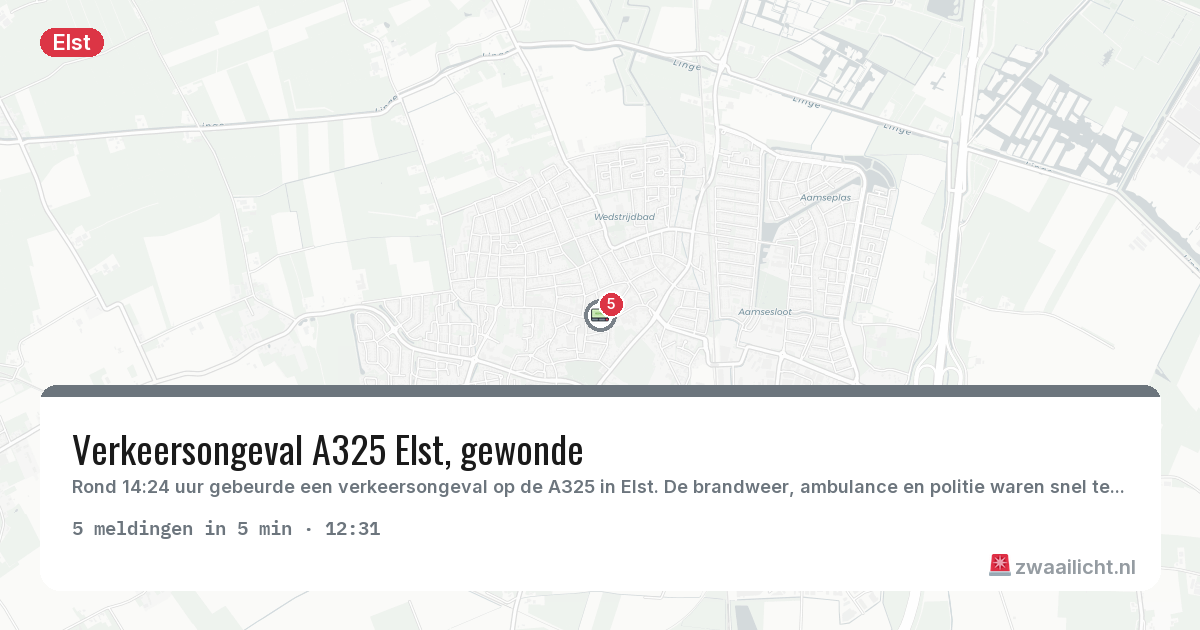Kaart van de activiteitspiek bij Elst