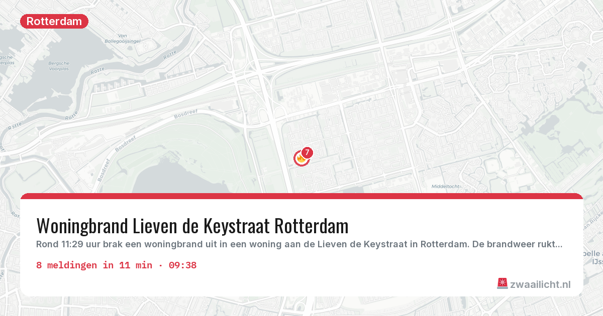Kaart van de activiteitspiek bij Rotterdam