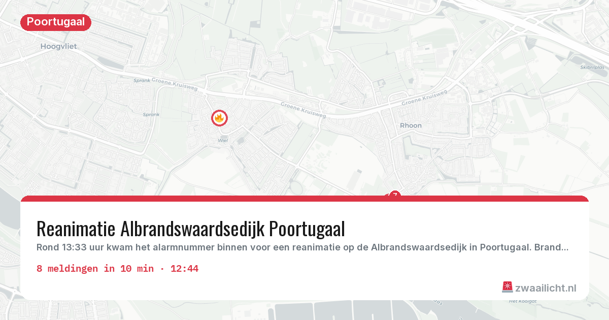 Kaart van de activiteitspiek bij Poortugaal