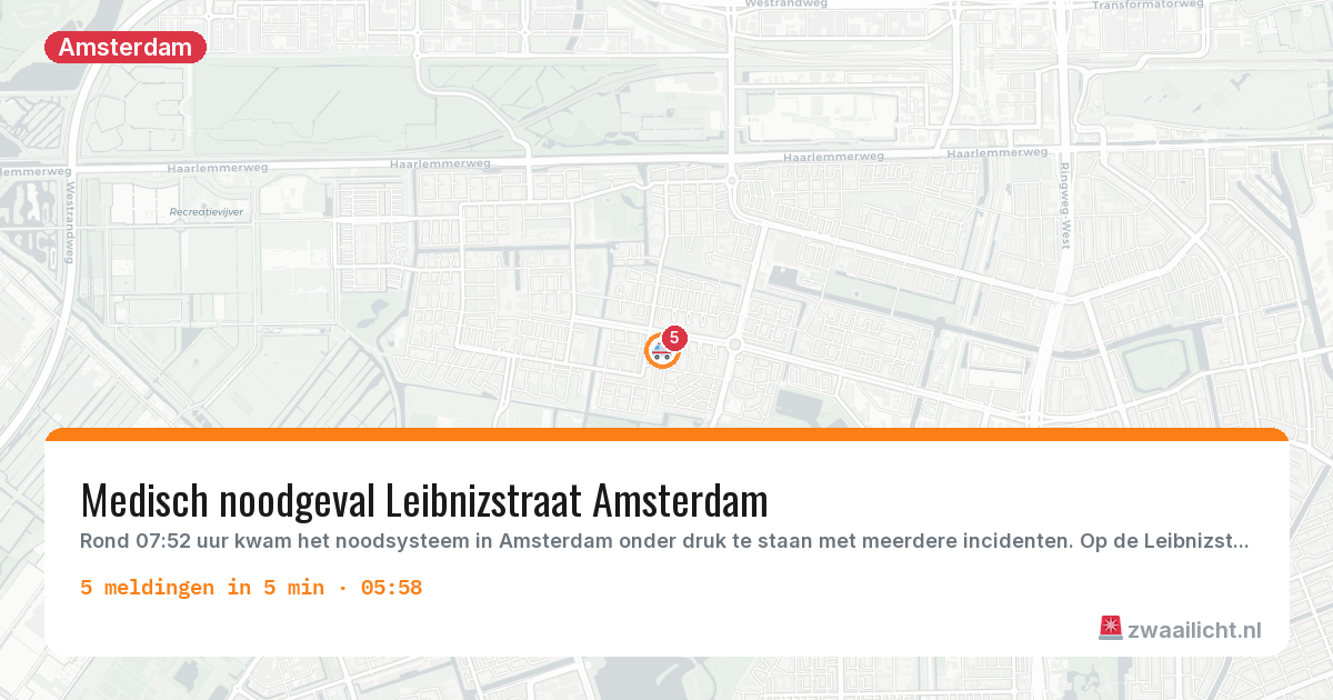 Kaart van de activiteitspiek bij Amsterdam