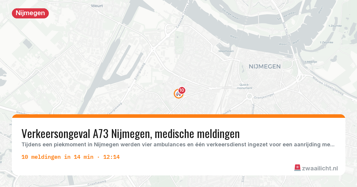 Kaart van de activiteitspiek bij Nijmegen