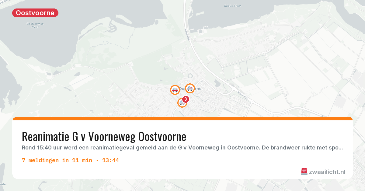 Kaart van de activiteitspiek bij Oostvoorne