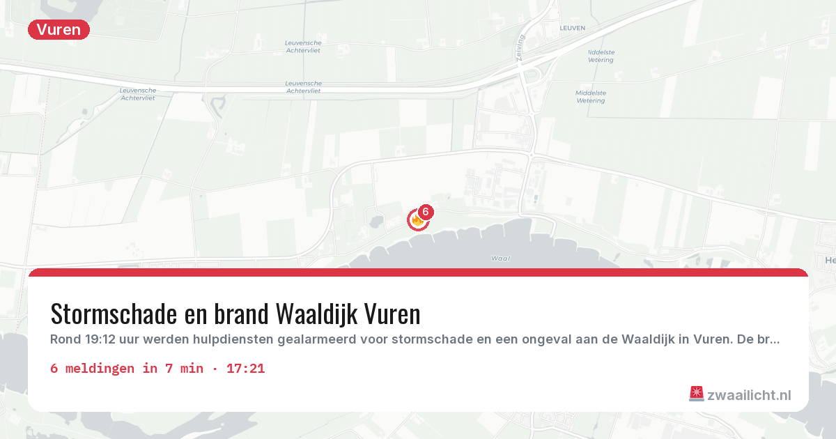 Kaart van de activiteitspiek bij Vuren