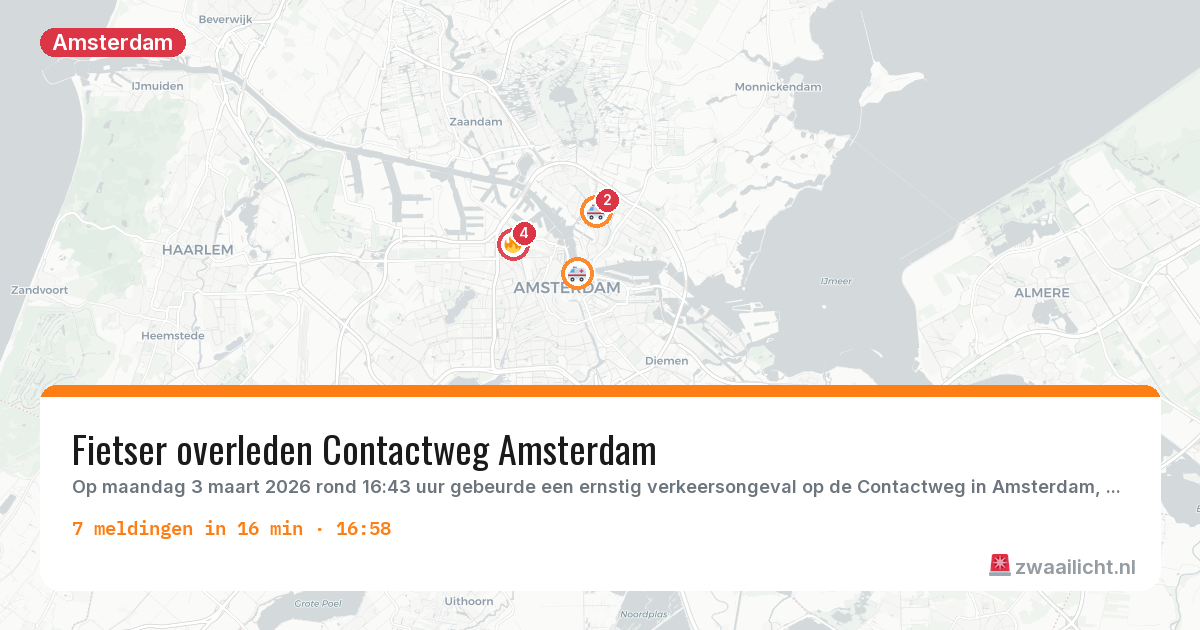 Kaart van de activiteitspiek bij Amsterdam