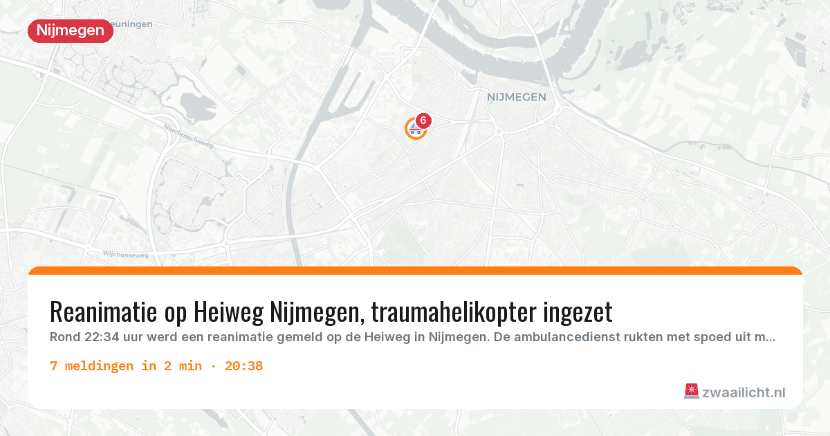 Kaart van de activiteitspiek bij Nijmegen