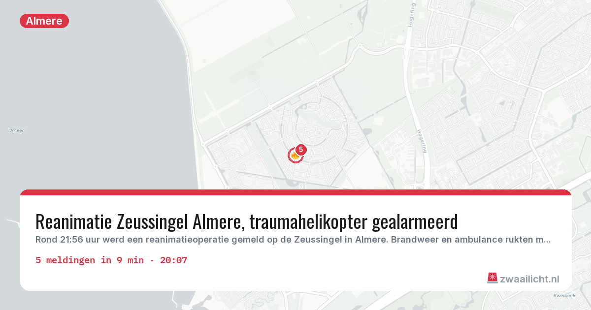 Kaart van de activiteitspiek bij Almere