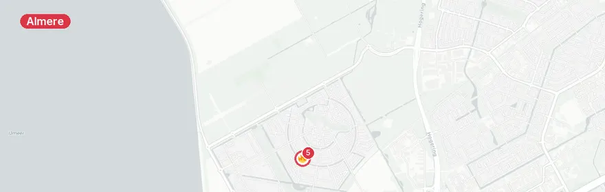 Kaart van Reanimatie Zeussingel Almere, traumahelikopter gealarmeerd