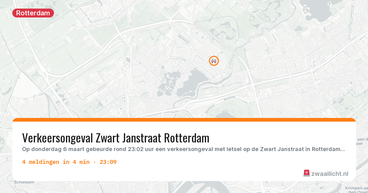 Kaart van de activiteitspiek bij Rotterdam