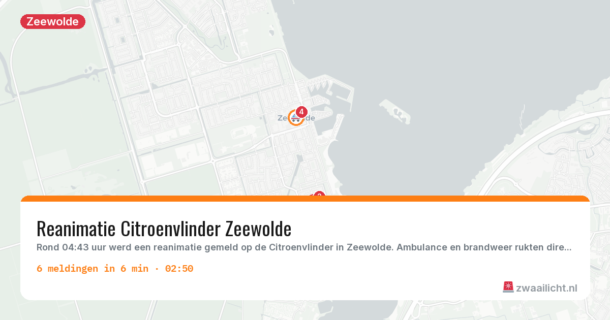 Kaart van de activiteitspiek bij Zeewolde