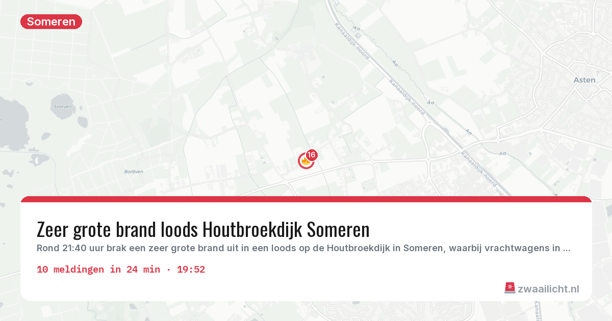 Kaart van de activiteitspiek bij Someren