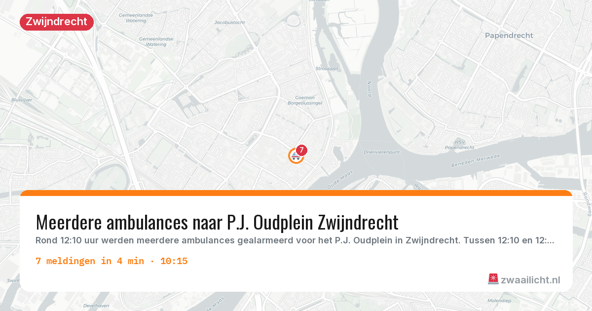Kaart van de activiteitspiek bij Zwijndrecht