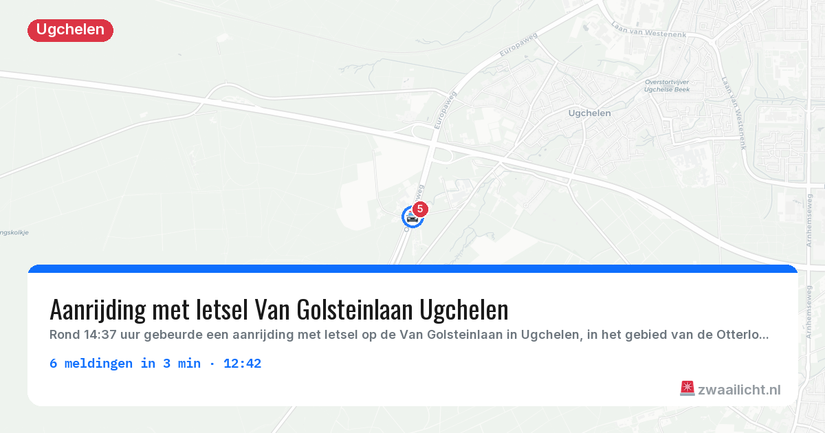 Kaart van de activiteitspiek bij Ugchelen