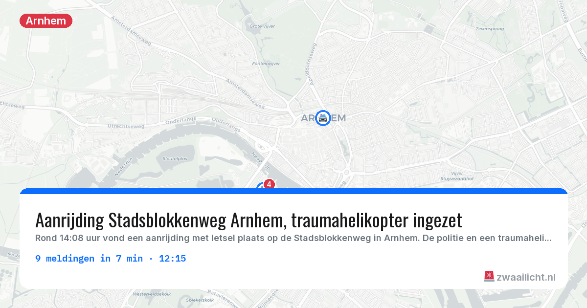Kaart van de activiteitspiek bij Arnhem