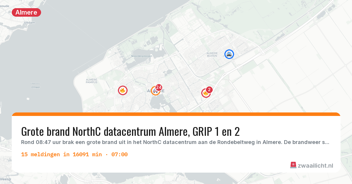 Kaart van de activiteitspiek bij Almere