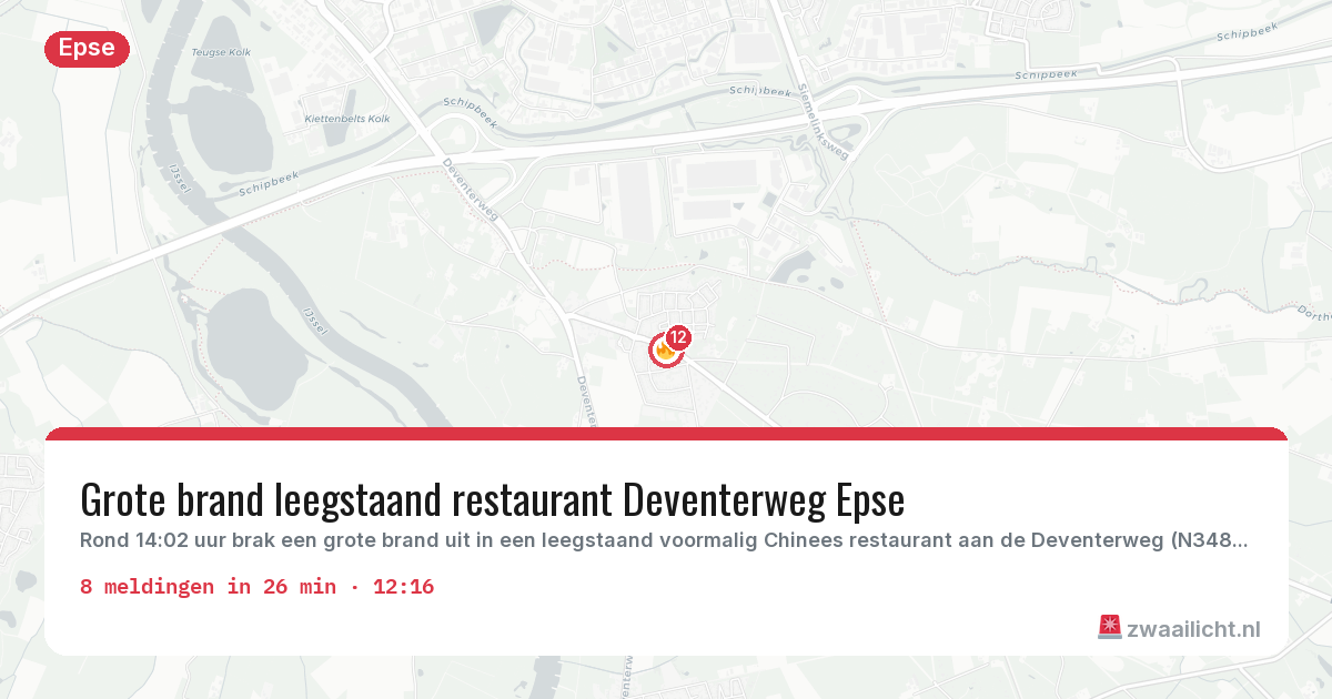 Kaart van de activiteitspiek bij Epse