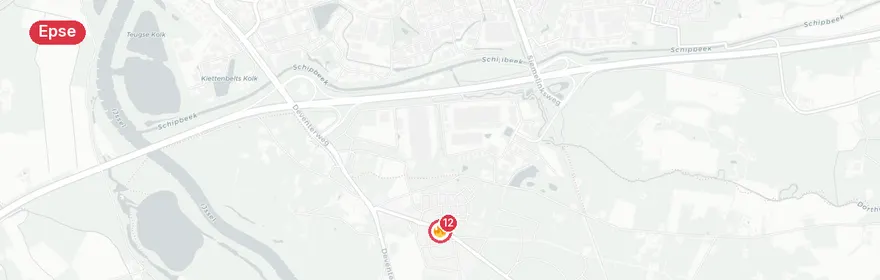 Kaart van Grote brand leegstaand restaurant Deventerweg Epse