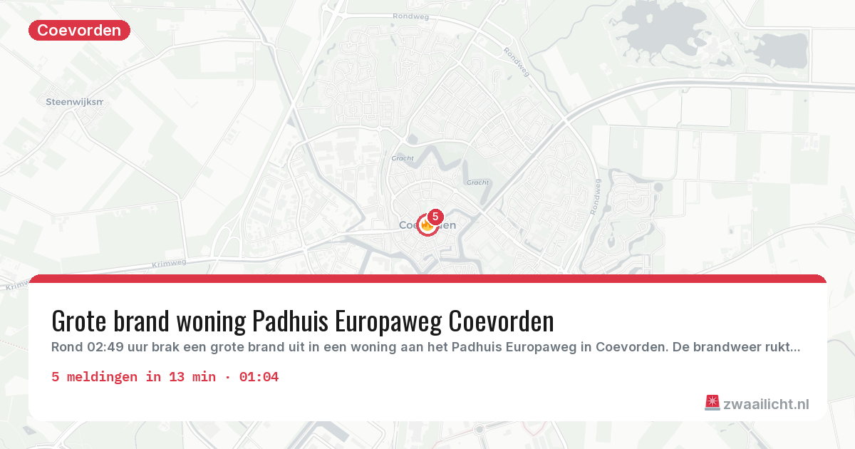 Kaart van de activiteitspiek bij Coevorden